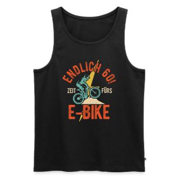 Endlich 60 Zeit fürs E-Bike - Spruch Geburtstag Ra - Männer Premium Bio Tank Top - Schwarz - Vorne - AI Model Male 178 light (178cm)