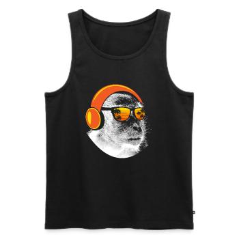 Monkey DJ mit Kopfhörer und Sonnenbrille Geschenki - Männer Premium Bio Tank Top - Schwarz - Vorne - Michal (187cm)