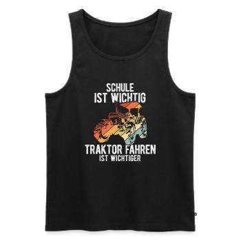 Schule Ist Wichtig Traktor Fahren Ist Wichtiger - - Männer Premium Bio Tank Top - Schwarz - Vorne - Michal (187cm)