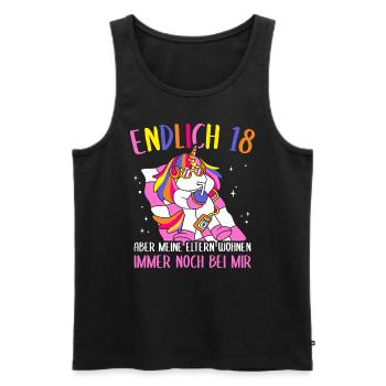 Endlich 18 Aber Meine Eltern Wohnen Immer Noch Bei - Männer Premium Bio Tank Top - Schwarz - Vorne - Michal (187cm)