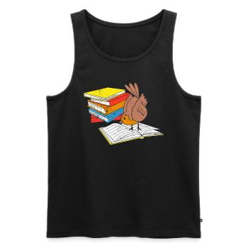 Rotkehlchen liest Bücher Vogelfreund Vogelfan Büch - Männer Premium Bio Tank Top - Schwarz - Vorne - Michal (187cm)