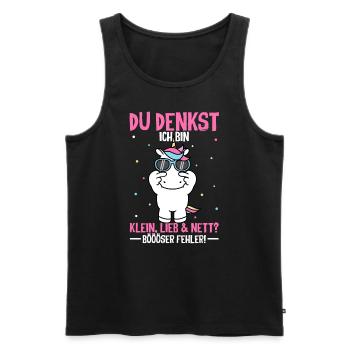 Du denkst ich bin klein lieb & nett Böser Fehler! - Männer Premium Bio Tank Top - Schwarz - Vorne - Michal (187cm)