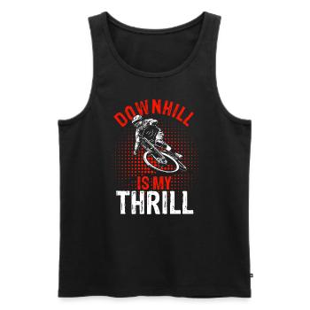 DOWNHILL IS MY THRILL - Bikelovers Mountainbike Ad - Männer Premium Bio Tank Top - Schwarz - Vorne - Michal (187cm)