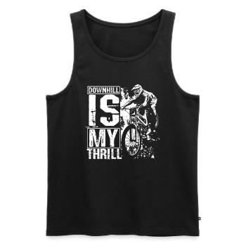 DOWNHILL IS MY THRILL - Adrenalinkick Enduro Ausfa - Männer Premium Bio Tank Top - Schwarz - Vorne - Michal (187cm)