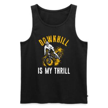 DOWNHILL IS MY THRILL - Hobbybiker Mountainbike Ou - Männer Premium Bio Tank Top - Schwarz - Vorne - Michal (187cm)