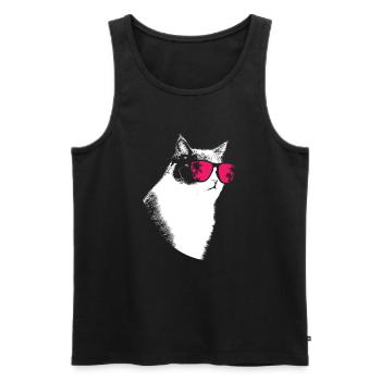 Katze Sonnenbrille Kätzchen Katzenliebe Katzenlieb - Männer Premium Bio Tank Top - Schwarz - Vorne - Michal (187cm)