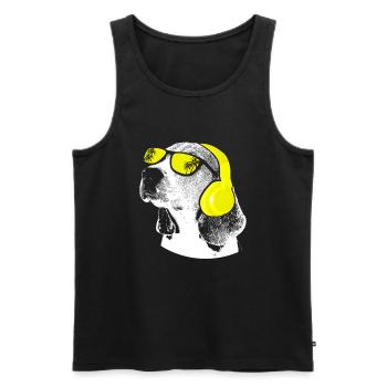 Hund Sonnenbrille Kopfhörer Party Hundeliebe Hunde - Männer Premium Bio Tank Top - Schwarz - Vorne - Michal (187cm)