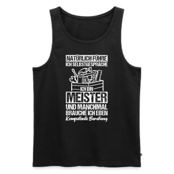 KFZ-Meister Zimmermeister Spruch Geschenk Bäckerme - Männer Premium Bio Tank Top - Schwarz - Vorne - Michal (187cm)