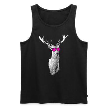 Hirsch Tierliebe Naturliebe Naturliebhaber Hirschl - Männer Premium Bio Tank Top - Schwarz - Vorne - Michal (187cm)
