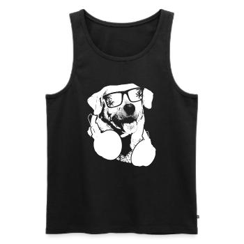 Labrador Hundefans Sonnenbrille Kopfhörer Labrador - Männer Premium Bio Tank Top - Schwarz - Vorne - Michal (187cm)
