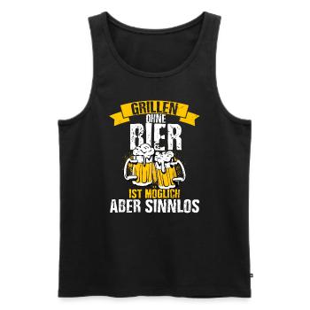Grillen Ohne Bier Ist Möglich Aber Sinnlos - Grill - Männer Premium Bio Tank Top - Schwarz - Vorne - Michal (187cm)