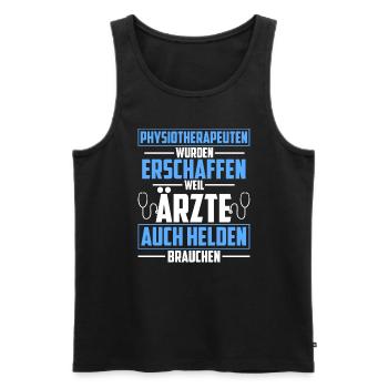 Physiotherapeuten erschaffen weil Ärzte auch Helde - Männer Premium Bio Tank Top - Schwarz - Vorne - AI Model Male 178 light (178cm)