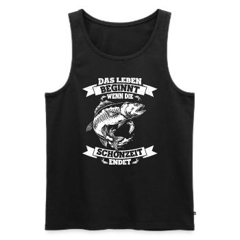 Angler Ende Schonzeit Spruch Angeln Geschenk Angel - Männer Premium Bio Tank Top - Schwarz - Vorne - Michal (187cm)
