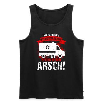 Wir Fahren Den Pflasterlaster Und Retten Deinen Ar - Männer Premium Bio Tank Top - Schwarz - Vorne - AI Model Male 178 light (178cm)