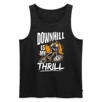 DOWNHILL IS MY THRILL - Bikelovers Mountainbike Ad - Männer Premium Bio Tank Top - Schwarz - Vorne - Michal (187cm)