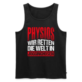 Physios Wir Retten Die Welt In Jogginghosen Physio - Männer Premium Bio Tank Top - Schwarz - Vorne - Michal (187cm)