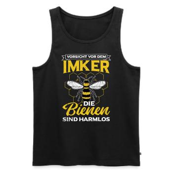 Vorsicht Vor Dem Imker Die Bienen Sind Harmlos Hon - Männer Premium Bio Tank Top - Schwarz - Vorne - Michal (187cm)