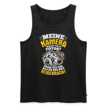 Kamera Fotografie Spruch Kamera Freunde Fotografie - Männer Premium Bio Tank Top - Schwarz - Vorne - Michal (187cm)