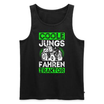 Traktorfahrer Treckerfan Landwirt Ackerbauer Spruc - Männer Premium Bio Tank Top - Schwarz - Vorne - Michal (187cm)