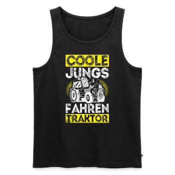 Traktorfahrer Treckerfan Landwirt Ackerbauer Treck - Männer Premium Bio Tank Top - Schwarz - Vorne - Michal (187cm)