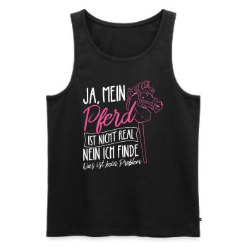 Ja Mein Pferd Ist Nicht Real Nein Das Ist Kein Pro - Männer Premium Bio Tank Top - Schwarz - Vorne - Michal (187cm)