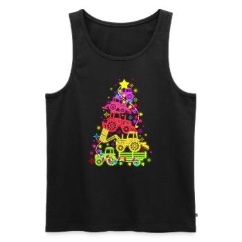 Tractor Tree Farmer Vintage Christmas Tree Xmas T - Männer Premium Bio Tank Top - Schwarz - Vorne - Michal (187cm)