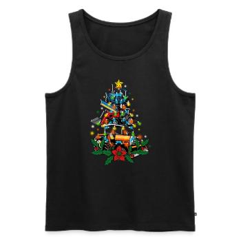 Tractor Tree Farmer Vintage Christmas Tree Xmas Sa - Männer Premium Bio Tank Top - Schwarz - Vorne - Michal (187cm)