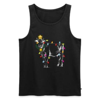 Cow Tree Farmer Vintage Christmas Tree Xmas Cow Fa - Männer Premium Bio Tank Top - Schwarz - Vorne - Michal (187cm)