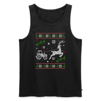Reindeer Farmer Tractor Design Christmas Tree Farm - Männer Premium Bio Tank Top - Schwarz - Vorne - Michal (187cm)