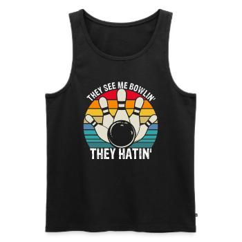 They see me Bowlin' They Hatin' Best Sport Pins Bo - Männer Premium Bio Tank Top - Schwarz - Vorne - Michal (187cm)