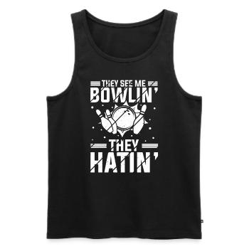 They see me Bowlin' They Hatin' Best Sport Bowling - Männer Premium Bio Tank Top - Schwarz - Vorne - Michal (187cm)