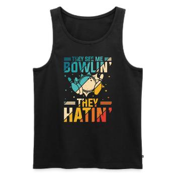 They see me Bowlin' They Hatin' Best Sport Bowling - Männer Premium Bio Tank Top - Schwarz - Vorne - Michal (187cm)