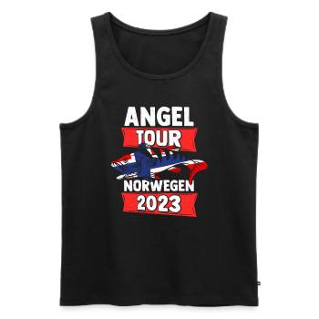Angel Tour Norwegen 2023 Angelteam Flagge Fische A - Männer Premium Bio Tank Top - Schwarz - Vorne - Michal (187cm)
