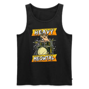 Heavy Meowtal Cat Heavy Metal Rock Cat Drums - Men's Premium Organic Tank Top - black - Front - AI Model Male 178 light (178cm)