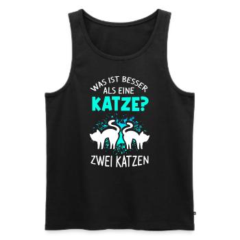 Was Ist Besser Als Eine Katze Zwei Katzen Kater Ka - Männer Premium Bio Tank Top - Schwarz - Vorne - AI Model Male 178 light (178cm)