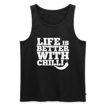 Life Is Better With Chilli Peperoni Jalapeno Schar - Männer Premium Bio Tank Top - Schwarz - Vorne - Michal (187cm)