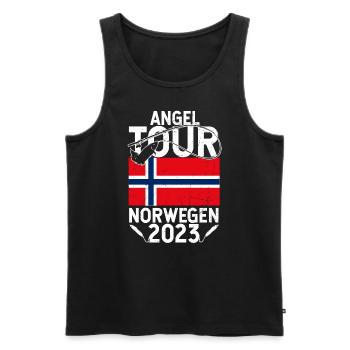 Angel Tour Norwegen 2023 Angelteam Flagge Fische A - Männer Premium Bio Tank Top - Schwarz - Vorne - Michal (187cm)
