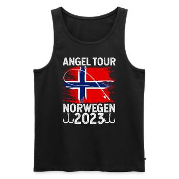 Angel Tour Norwegen 2023 Angelteam Flagge Fische F - Männer Premium Bio Tank Top - Schwarz - Vorne - Michal (187cm)
