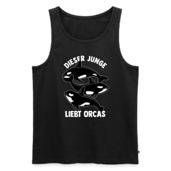 Dieser Junge Liebt Orcas Orcas Orca Schützen Meer - Männer Premium Bio Tank Top - Schwarz - Vorne - Michal (187cm)