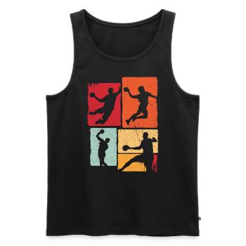 Handball Sport Coach Turnier Ball Vintage Handball - Männer Premium Bio Tank Top - Schwarz - Vorne - Michal (187cm)