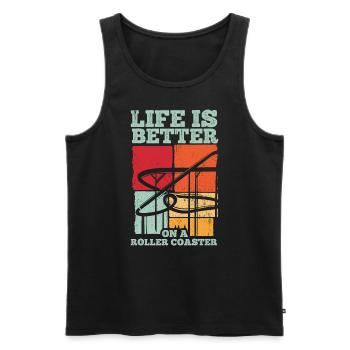 Achterbahn Roller Coaster Spaß Fun Freizeitpark Fa - Männer Premium Bio Tank Top - Schwarz - Vorne - Michal (187cm)