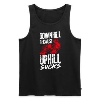 Downhill Because Uphill Sucks Gift MTB Biker R - Men's Premium Organic Tank Top - black - Front - Michal (187cm)