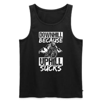 Downhill Because Uphill Sucks MTB Bike Fans Bike - Men's Premium Organic Tank Top - black - Front - Michal (187cm)