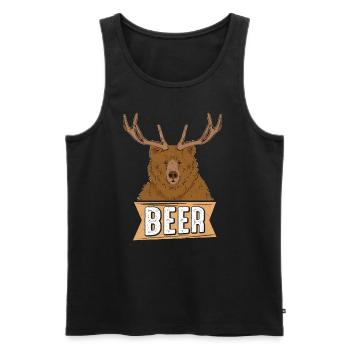 Beer Bear Beer Fans Animal Lovers Nature Beer Forest - Men's Premium Organic Tank Top - black - Front - AI Model Male 178 light (178cm)