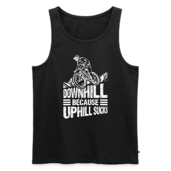 Downhill Because Uphill Sucks MTB Fahrrad Fans Rad - Männer Premium Bio Tank Top - Schwarz - Vorne - Michal (187cm)