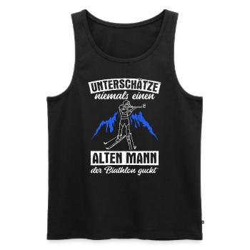Biathlon, Old Man, Sport, Winter Sports, Biathlete, Ski - Men's Premium Organic Tank Top - black - Front - AI Model Male 178 light (178cm)
