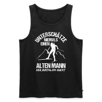 Biathlon Pensioner Lover Winter Sports Biathlete Bergli - Men's Premium Organic Tank Top - black - Front - Michal (187cm)