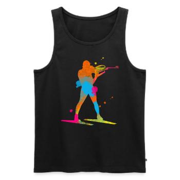 Biathlon Colorful Winter Sports Biathlete Cross Country S - Men's Premium Organic Tank Top - black - Front - Michal (187cm)