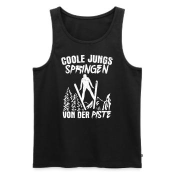 Cool Guys Jumping Off The Slopes Ski Holiday Skisp - Men's Premium Organic Tank Top - black - Front - Michal (187cm)