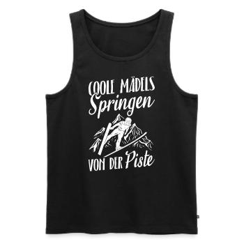 Cool filles sautant de la piste Sports d’hiver Sk - Débardeur bio Premium Homme - noir - Devant - AI Model Male 178 light (178cm)